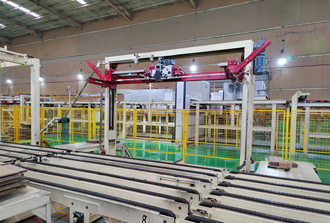 wood based panel packaging machine
